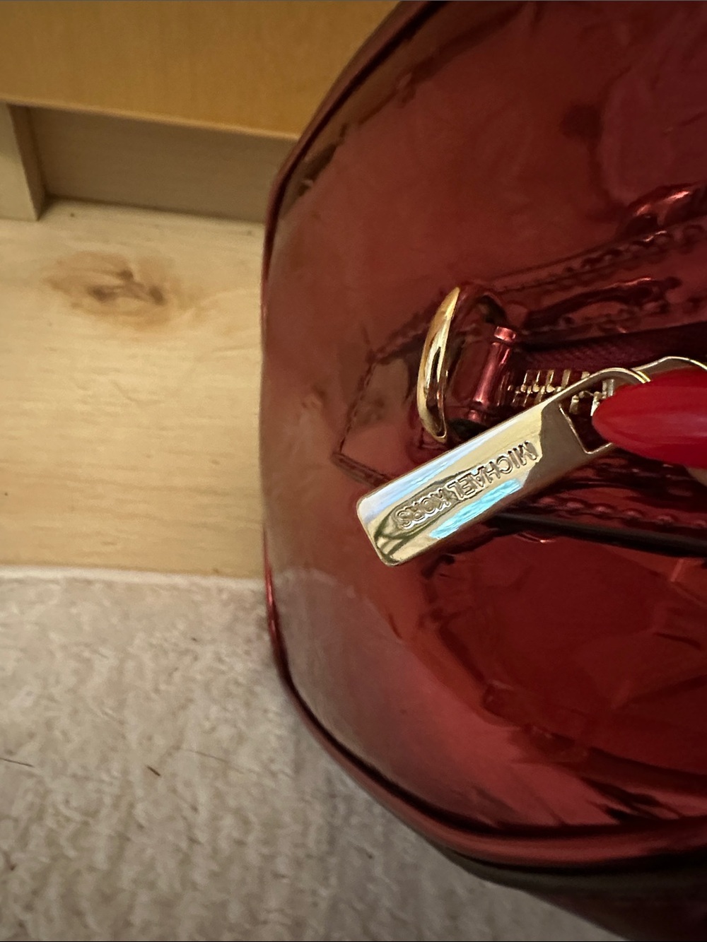 Michael Kors Metallic Burgundy Dome Satchel - Picture 3 of 5